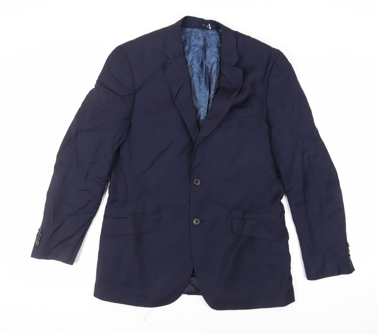Simon Carter Mens Blue Wool Jacket Suit Jacket Size 40 Regular