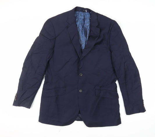 Simon Carter Mens Blue Wool Jacket Suit Jacket Size 40 Regular