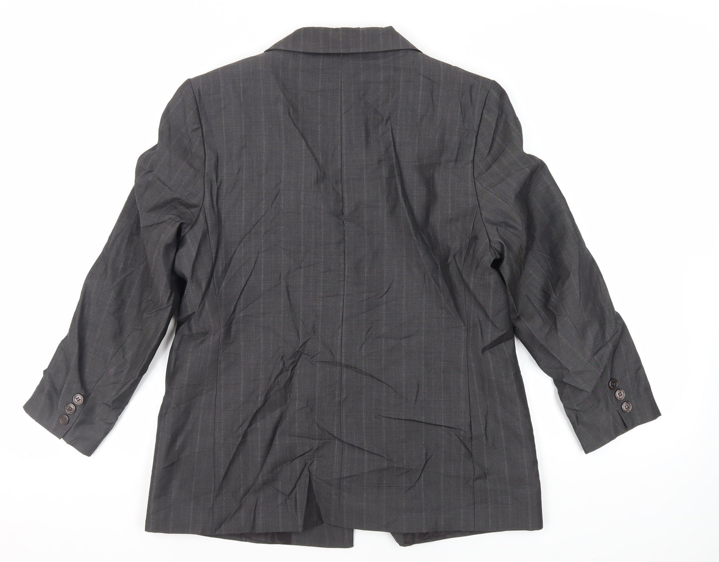 St Michael Womens Grey Striped Jacket Blazer Size 14 Button - Vintage