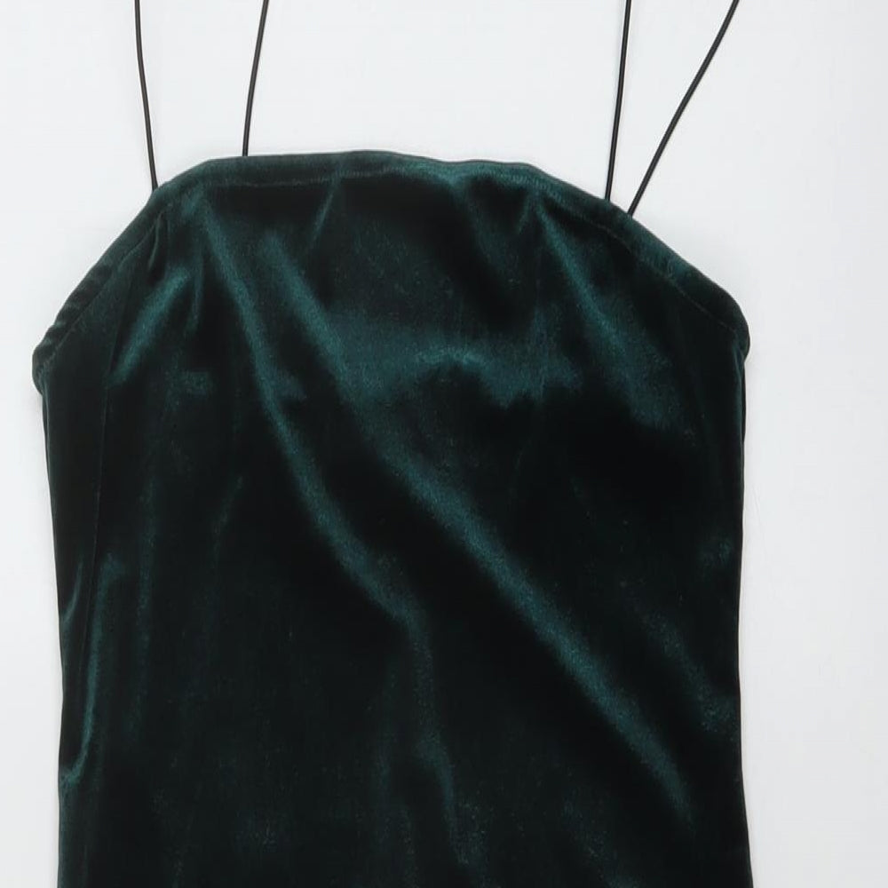New Look Womens Green Polyester Mini Size 10 Square Neck Pullover