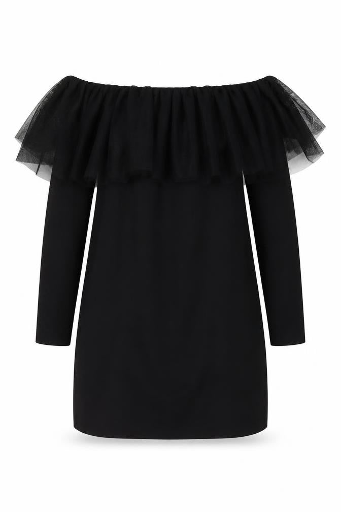 Zara Womens Black Polyester Mini Size S Square Neck Pullover