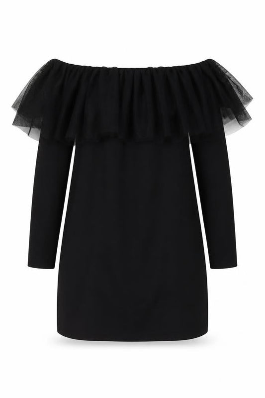 Zara Womens Black Polyester Mini Size S Square Neck Pullover