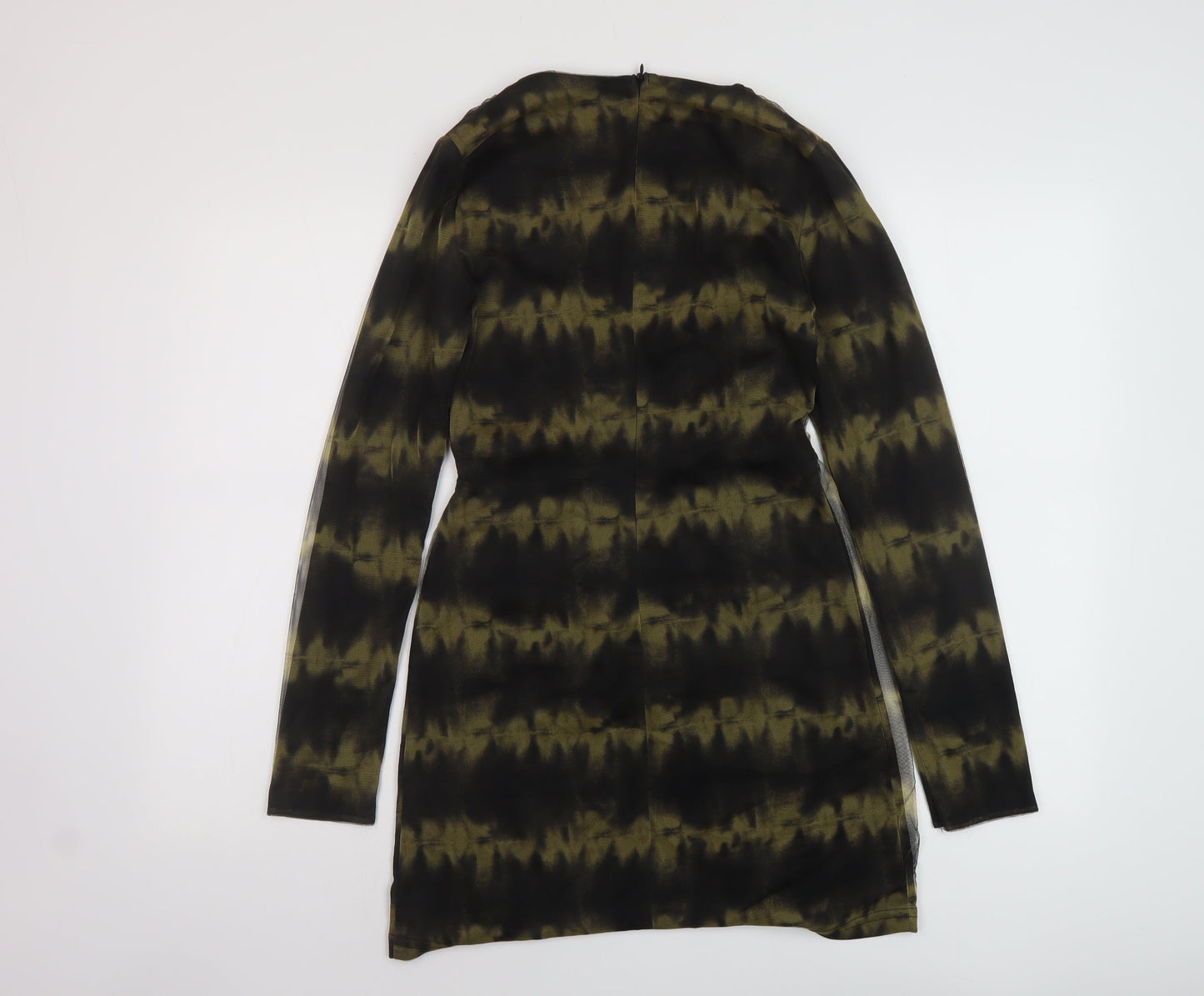 Zara Womens Black Polyester Mini Size S V-Neck Zip