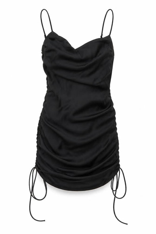 Zara Womens Black Polyester Mini Size S Cowl Neck Zip