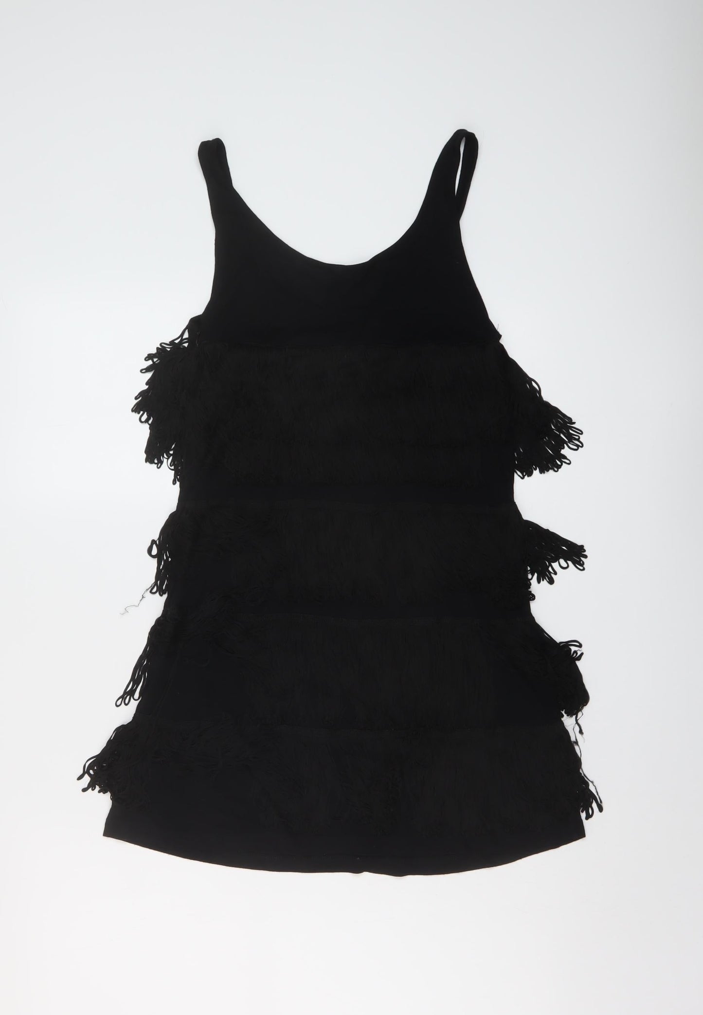 Topshop Womens Black Viscose Mini Size 10 Round Neck Pullover