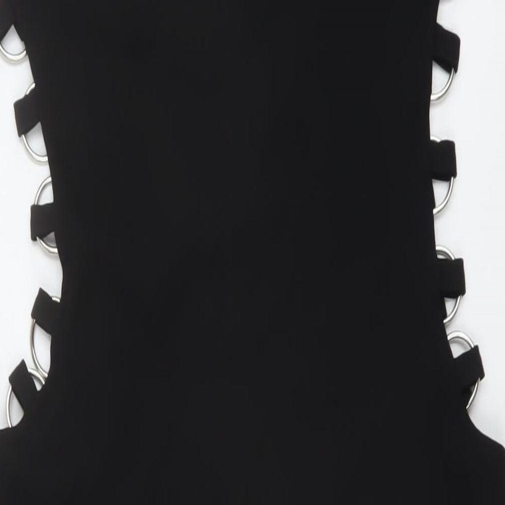Zara Womens Black Polyester Maxi Size M Round Neck Zip