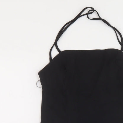 Zara Womens Black Polyester Mini Size S Square Neck Zip