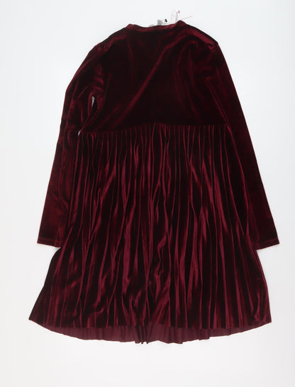 Back view of ASOS women’s red polyester a-line, size UK 8, mock neck pullover