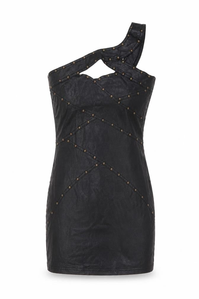 Miss Selfridge Womens Black Polyester Mini Size 8 One Shoulder Zip