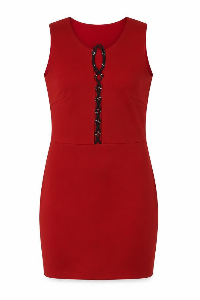WYLDR Womens Red Polyester Mini Size XS Round Neck Zip
