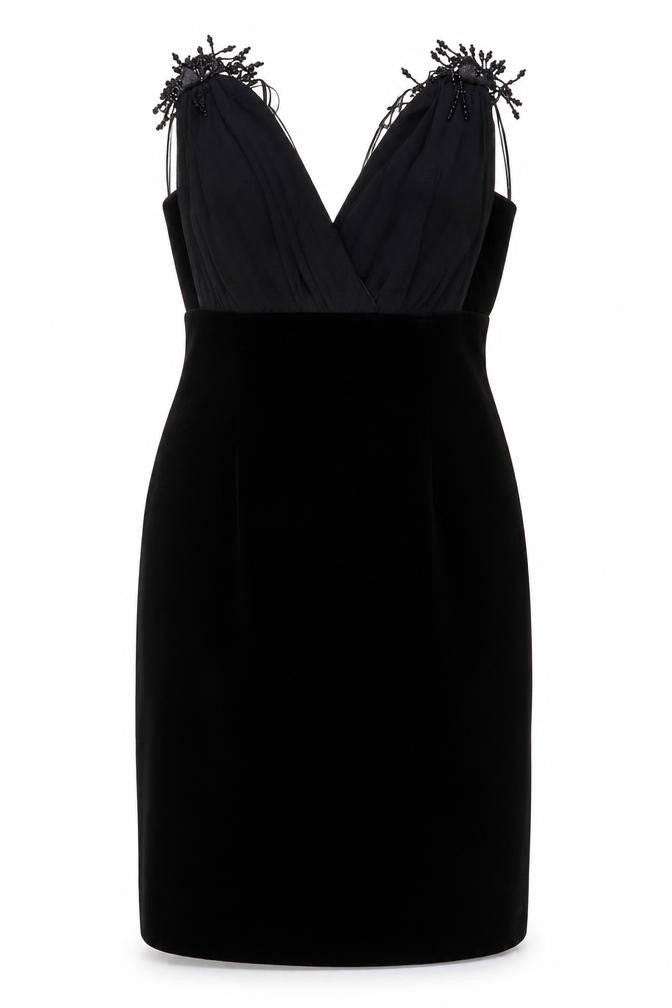 Hopfner Womens Black Cotton Sheath Size 14 V-Neck Zip