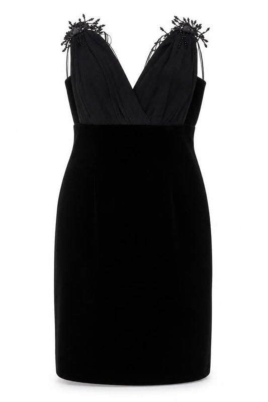 Hopfner Womens Black Cotton Sheath Size 14 V-Neck Zip