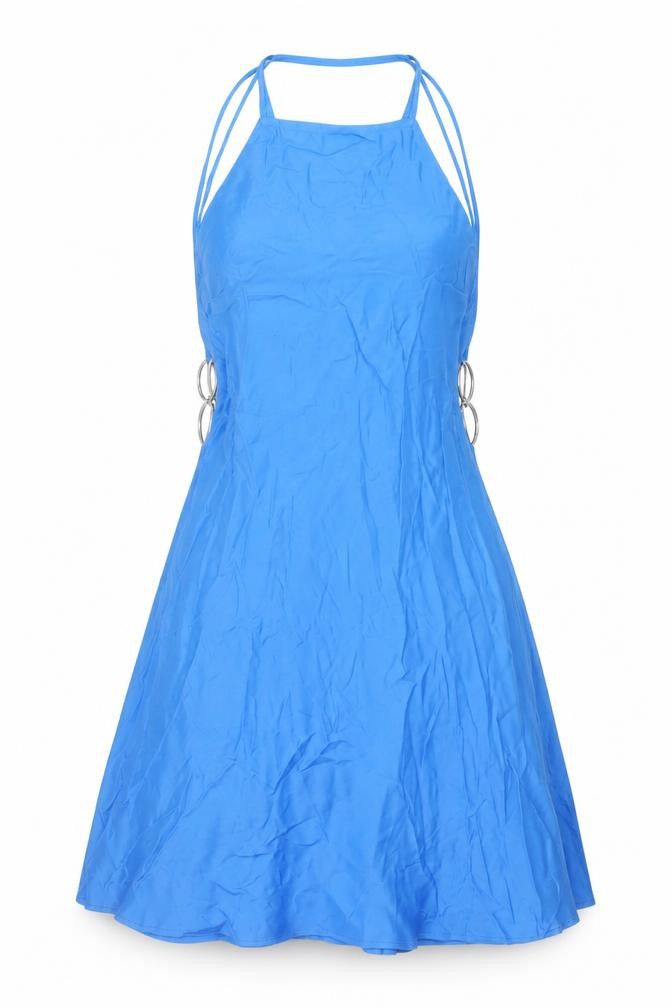 Zara Womens Blue Viscose Mini Size S Square Neck Zip