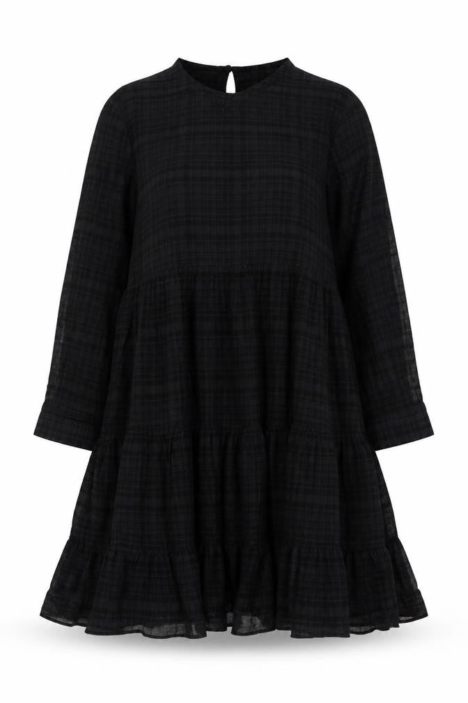 Zara Womens Grey Plaid Viscose A-Line Size XS Round Neck Button