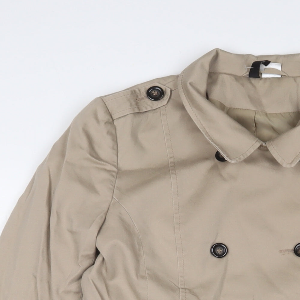 H&M Womens Beige Military Jacket Coat Size 8 Button - Pockets