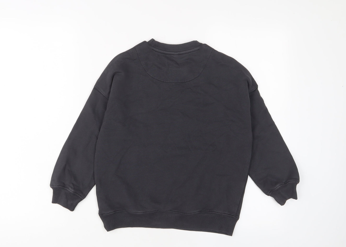 Marks and Spencer Boys Black Cotton Pullover Sweatshirt Size 7-8 Years Pullover