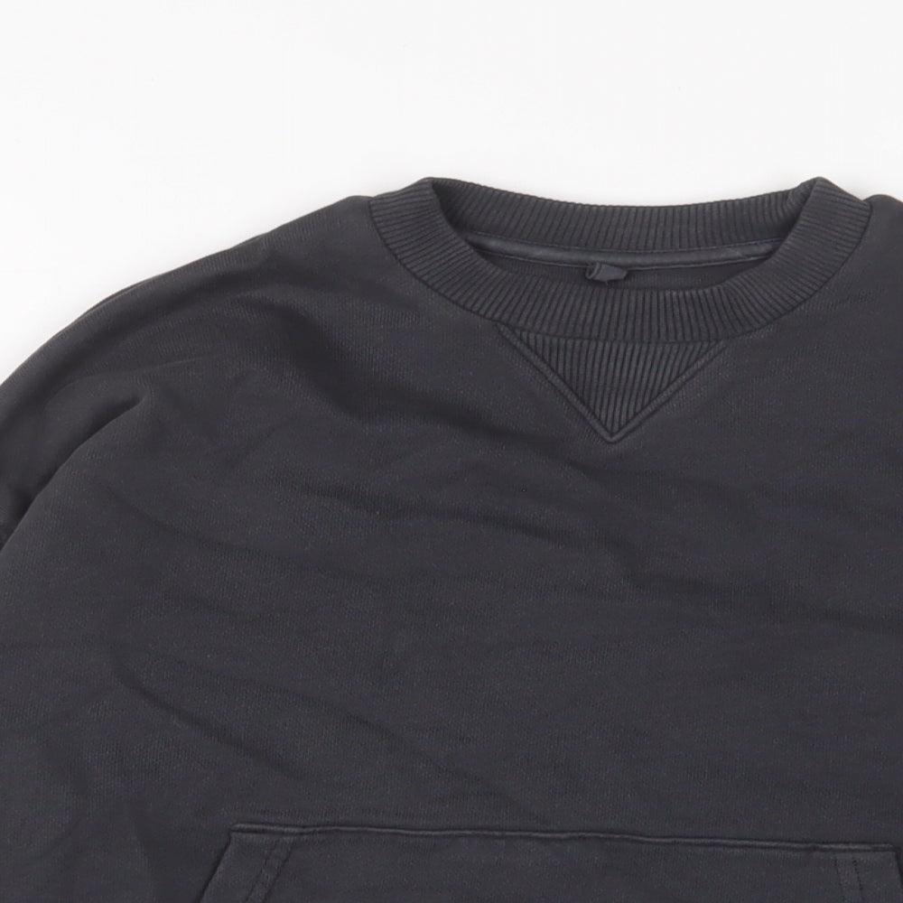 Marks and Spencer Boys Black Cotton Pullover Sweatshirt Size 7-8 Years Pullover