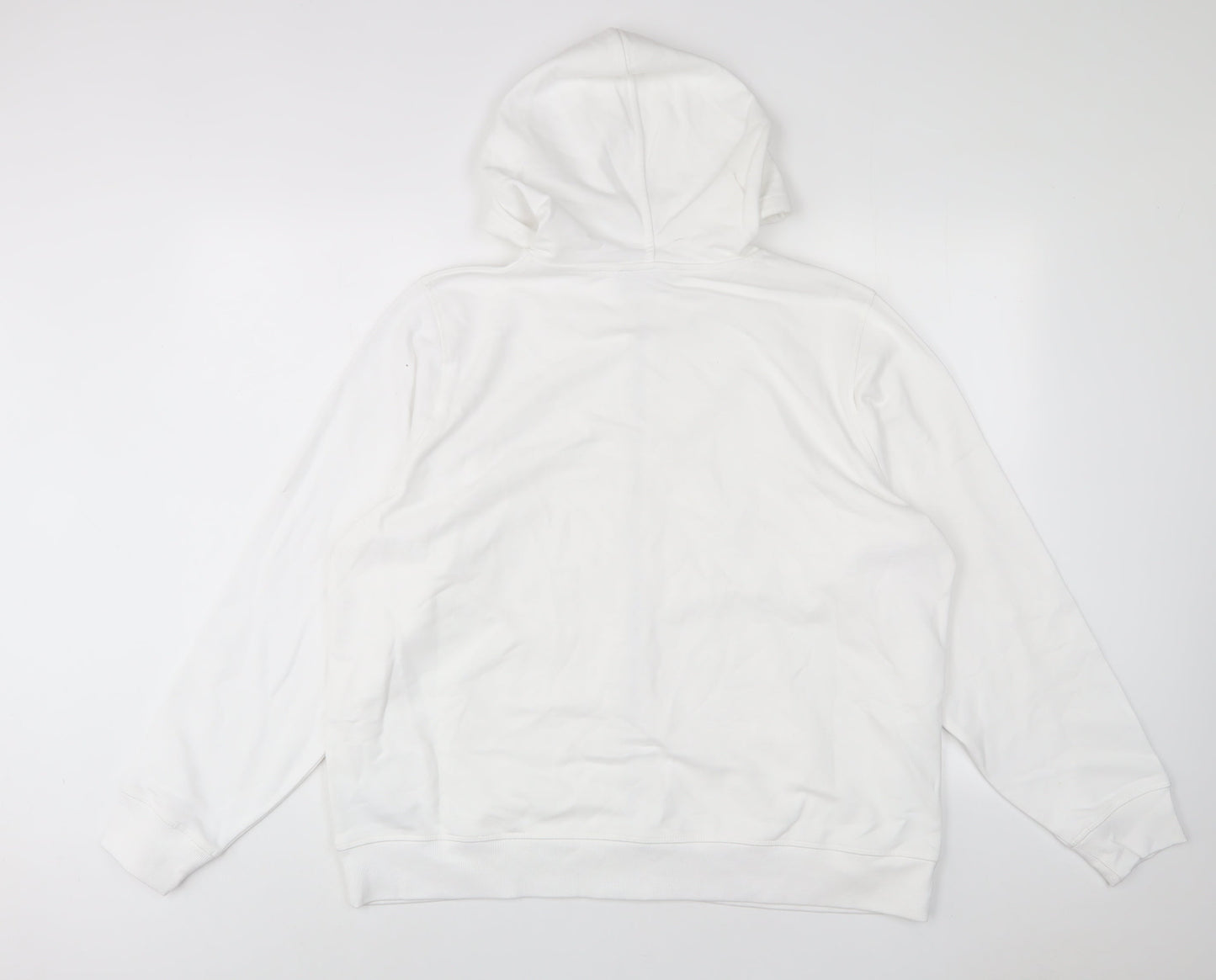 Marks and Spencer Womens White Cotton Pullover Hoodie Size L Pullover