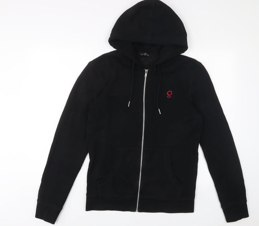NEXT Womens Black Cotton Full Zip Hoodie Size S - Embroidered