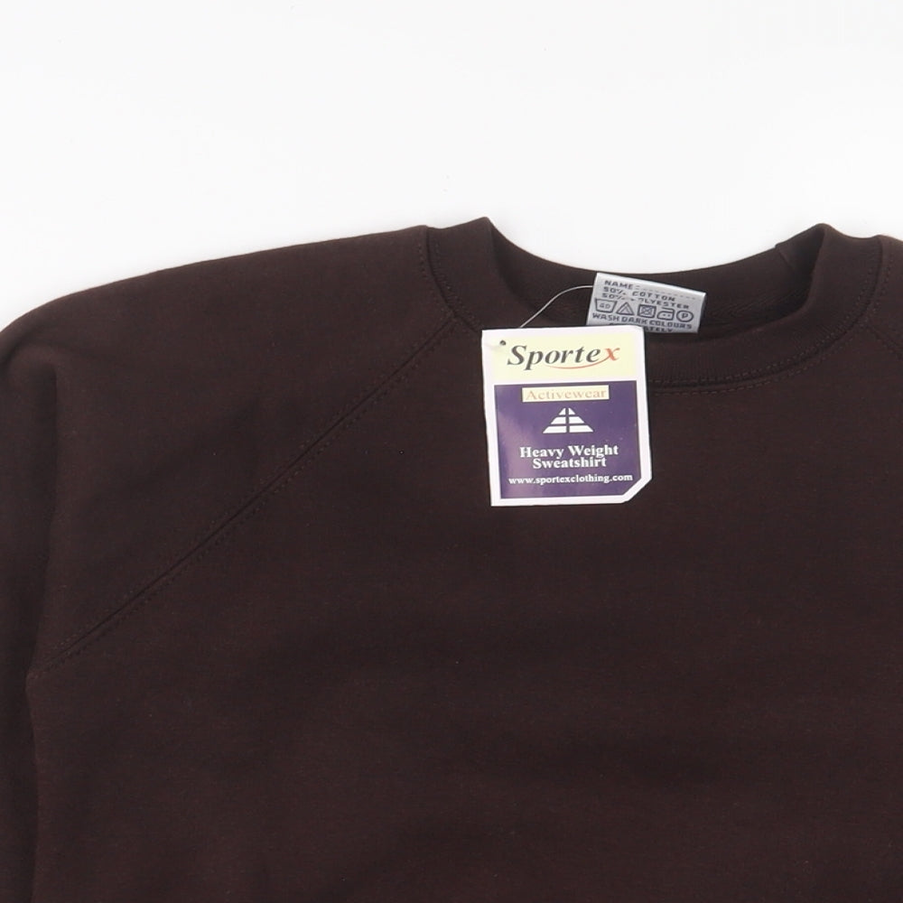 Sportex Boys Brown Cotton Pullover Sweatshirt Size 7-8 Years Pullover