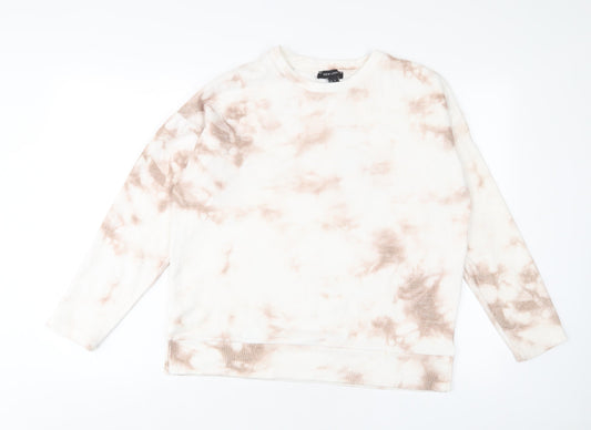 New Look Womens White Geometric Polyester Pullover Sweatshirt Size S Pullover