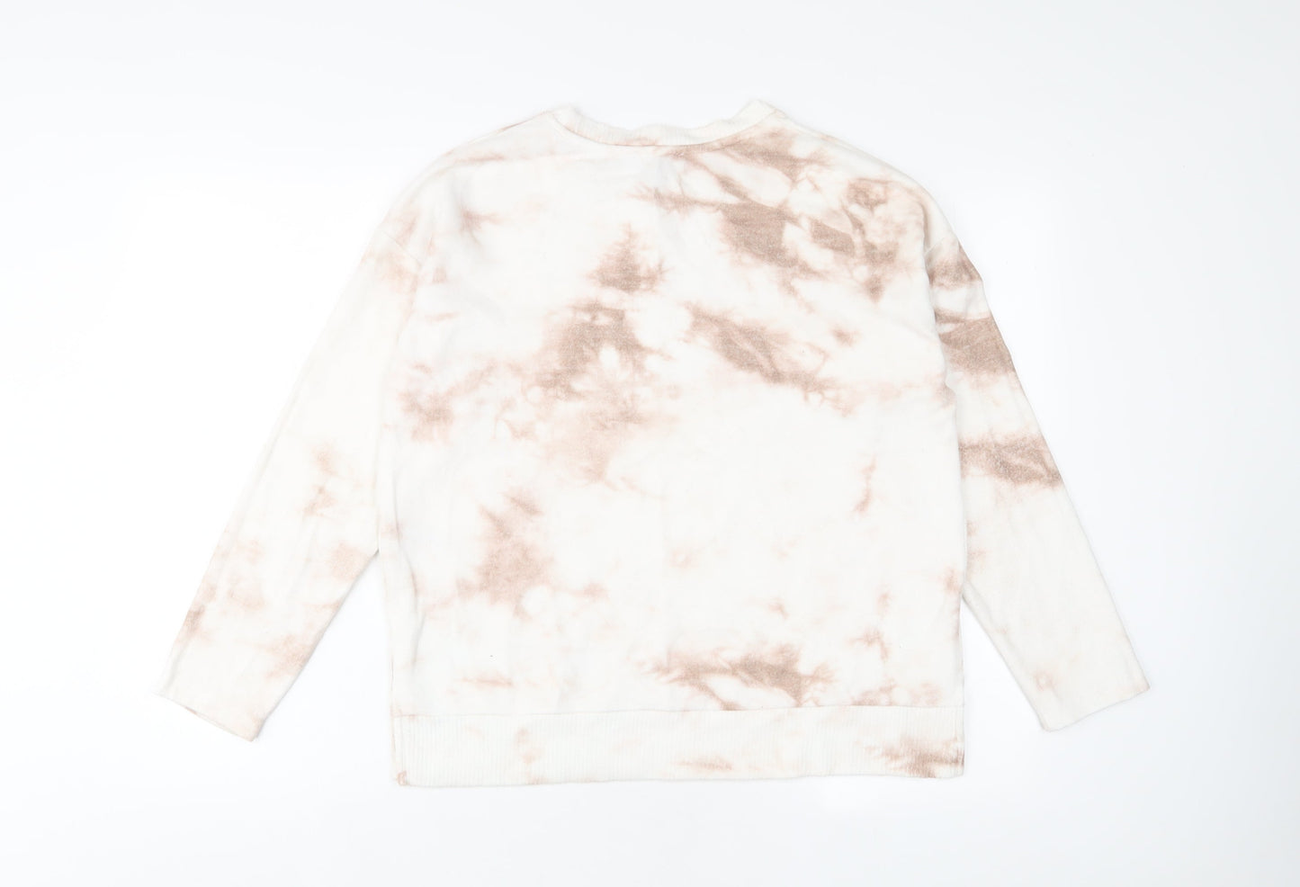 New Look Womens White Geometric Polyester Pullover Sweatshirt Size S Pullover