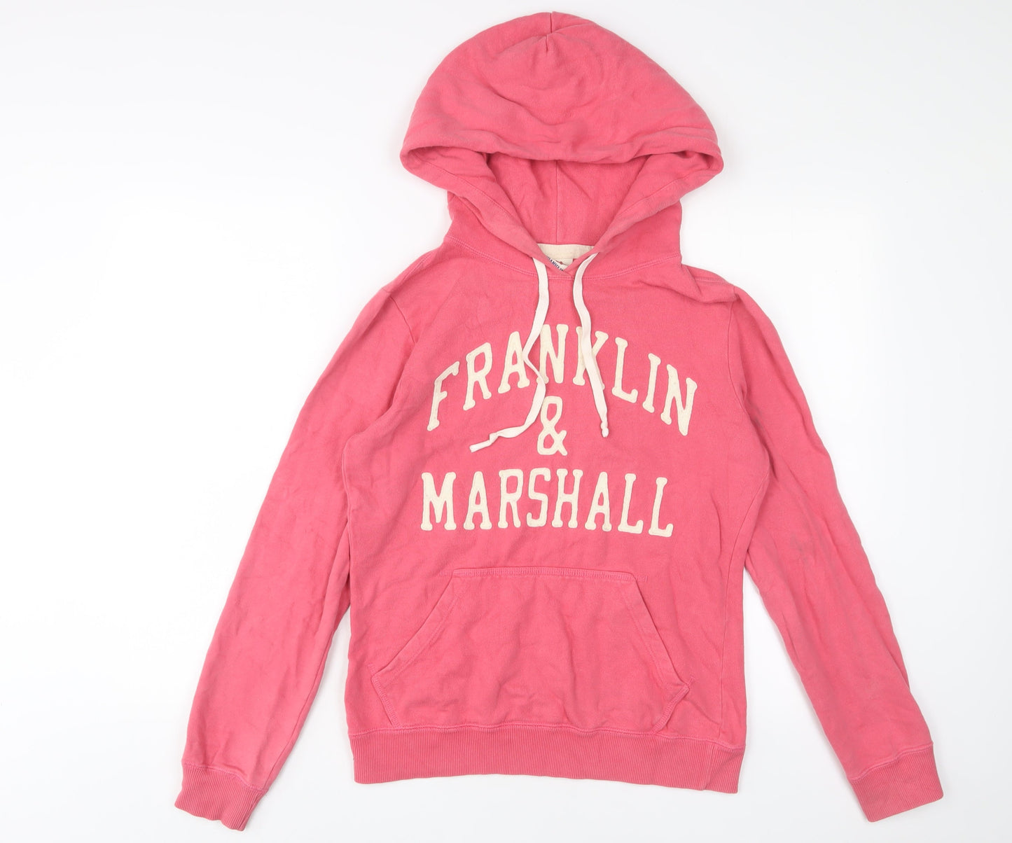 Franklin & Marshall Womens Pink Cotton Full Zip Hoodie Size M Zip - Logo, Embroidered