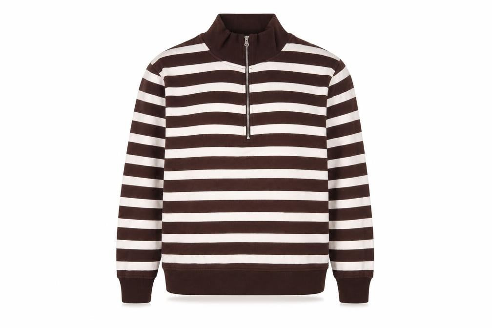 Marks & Spencer Womens Brown Striped Cotton Pullover Sweatshirt Size S Zip