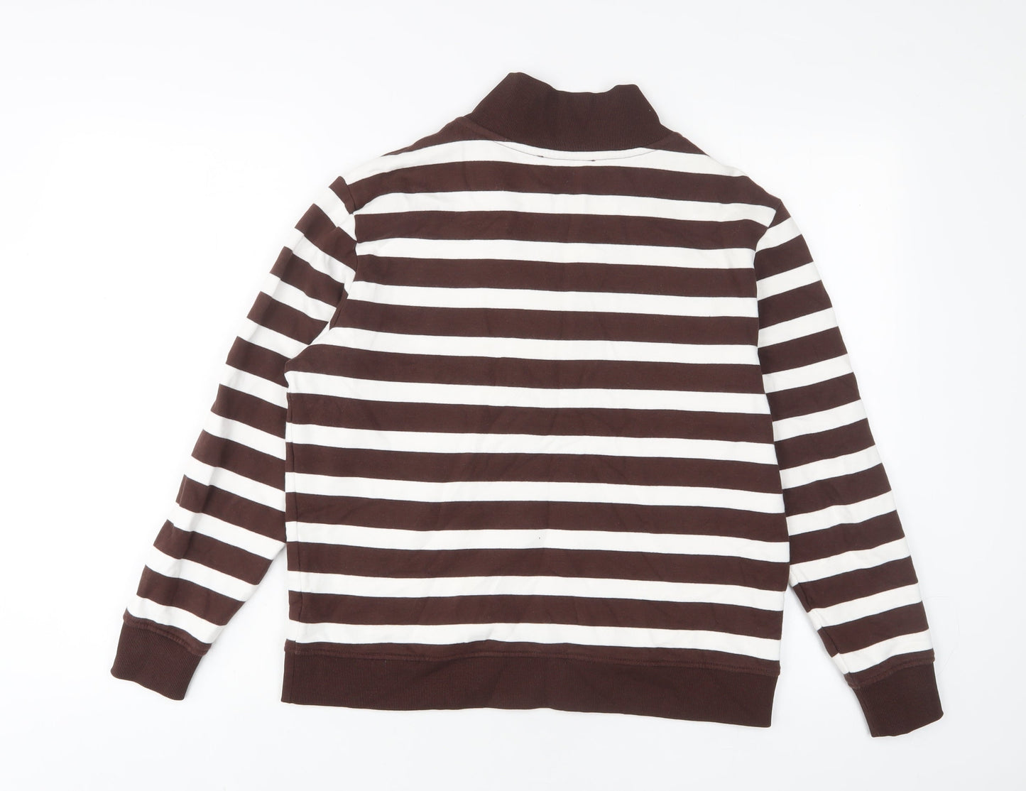 Marks and Spencer Womens Brown Striped Cotton Pullover Sweatshirt Size S Zip