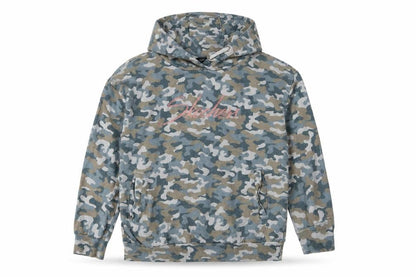 Front view of sketchers boys’ multicoloured camouflage cotton pullover hoodie, size 10-11, years pullover