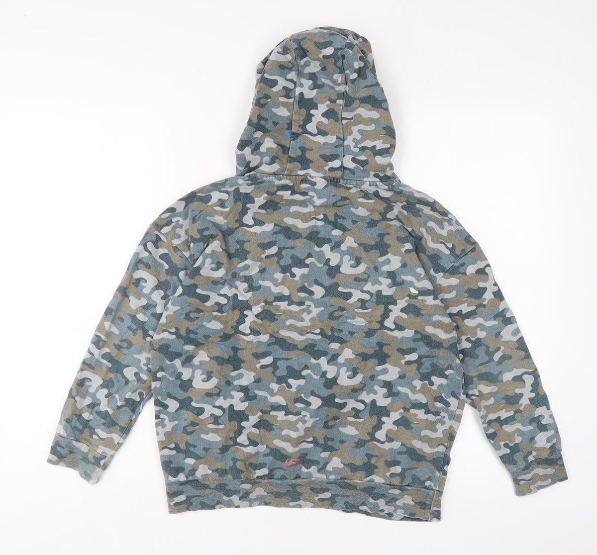 Back view of sketchers boys’ multicoloured camouflage cotton pullover hoodie, size 10-11, years pullover