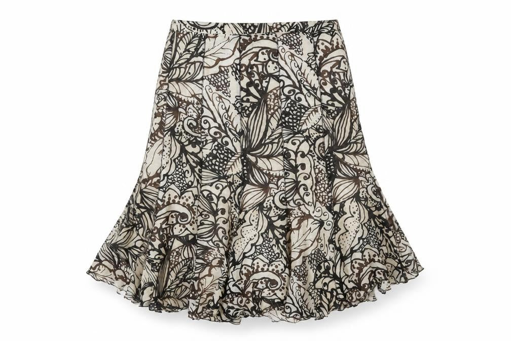 Gerry Weber Womens Brown Geometric Viscose Trumpet Skirt Size 16 Zip