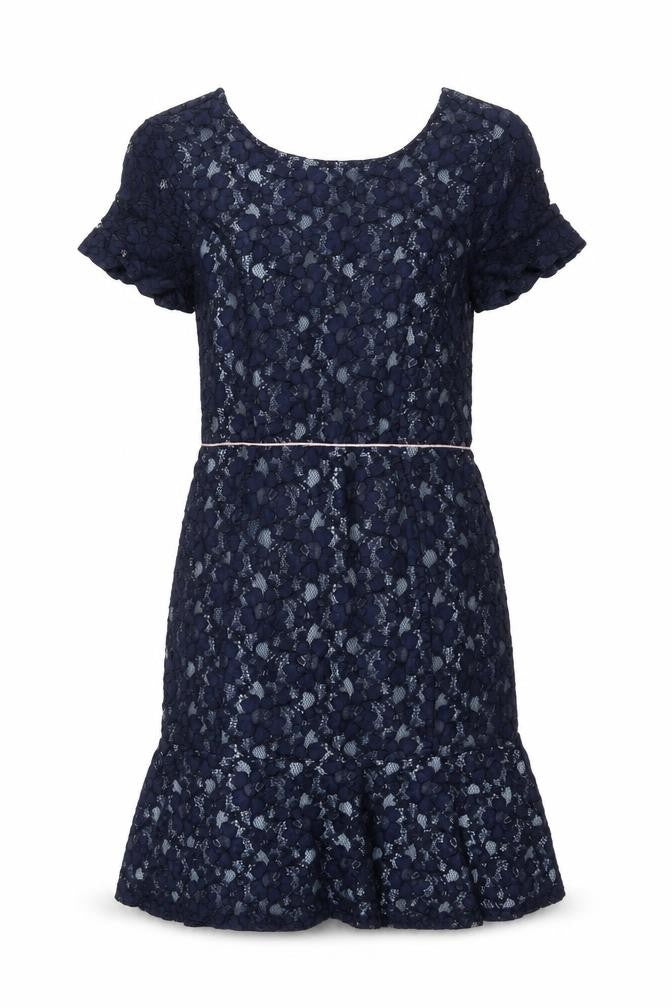 Yumi Womens Blue Viscose Shift Size 8 Round Neck Zip - Frill