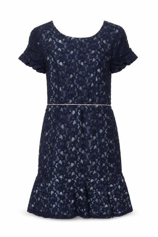 Yumi Womens Blue Viscose Shift Size 8 Round Neck Zip - Frill