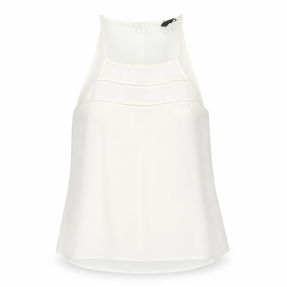 Woolworths Womens Ivory Polyester Camisole Blouse Size 12 Square Neck - Semi Sheer
