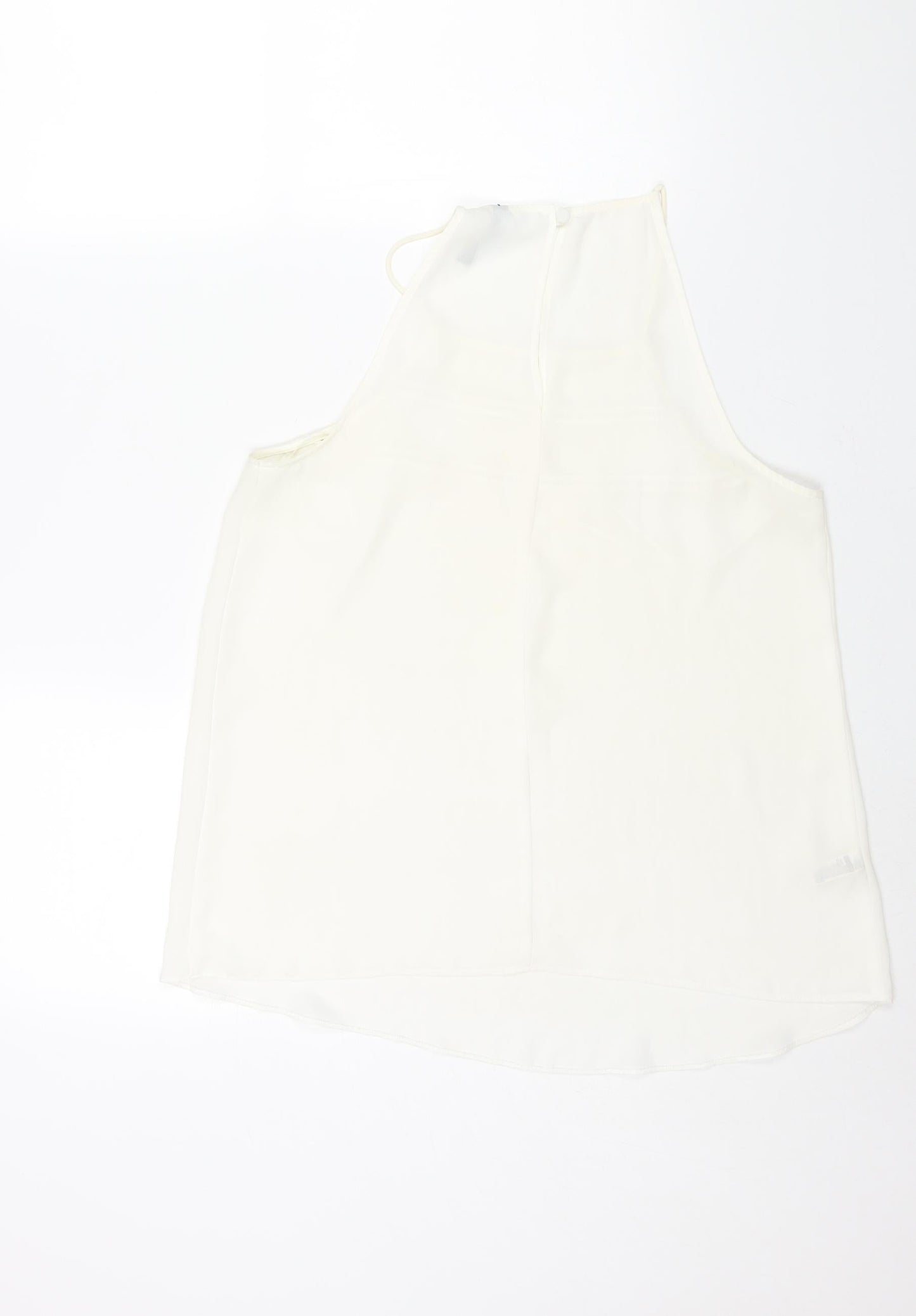 Woolworths Womens Ivory Polyester Camisole Blouse Size 12 Square Neck - Semi Sheer