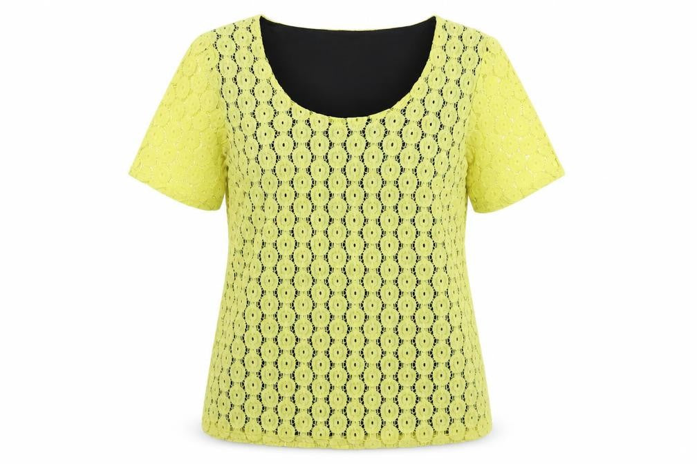 Windmoor Womens Yellow Nylon Basic Blouse Size S Round Neck