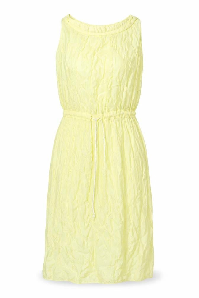 Collezione Gaia Womens Yellow Viscose Shift Size S Round Neck Pullover - Drawstring Waist