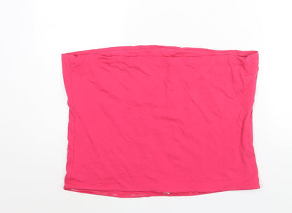Marks & Spencer Womens Pink Cotton Basic Blouse Size XL Square Neck - Bandeau