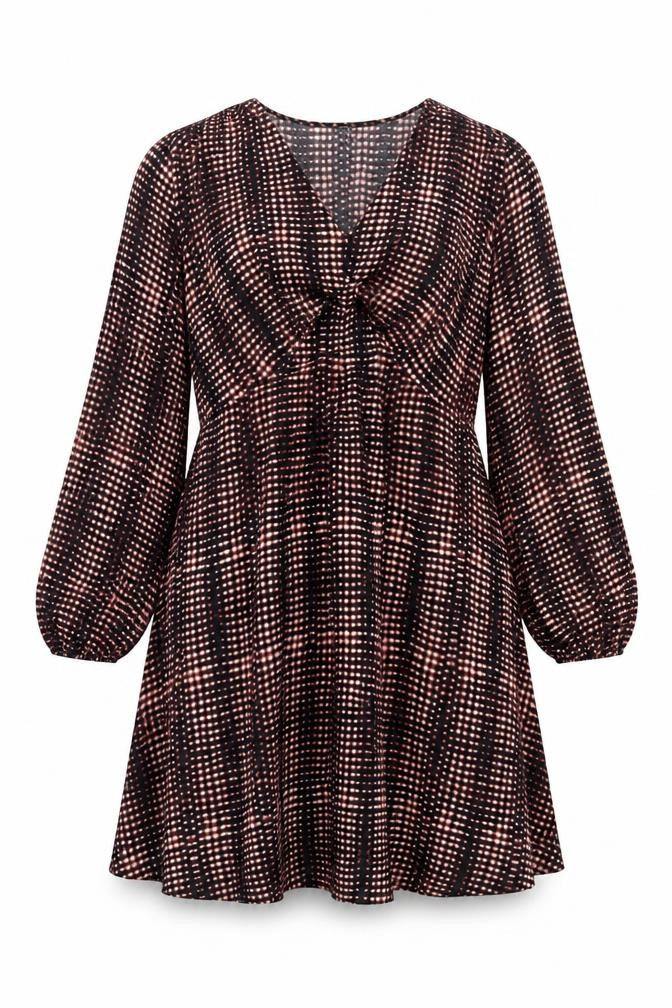 Marks & Spencer Womens Black Geometric Polyester A-Line Size 12 V-Neck Pullover