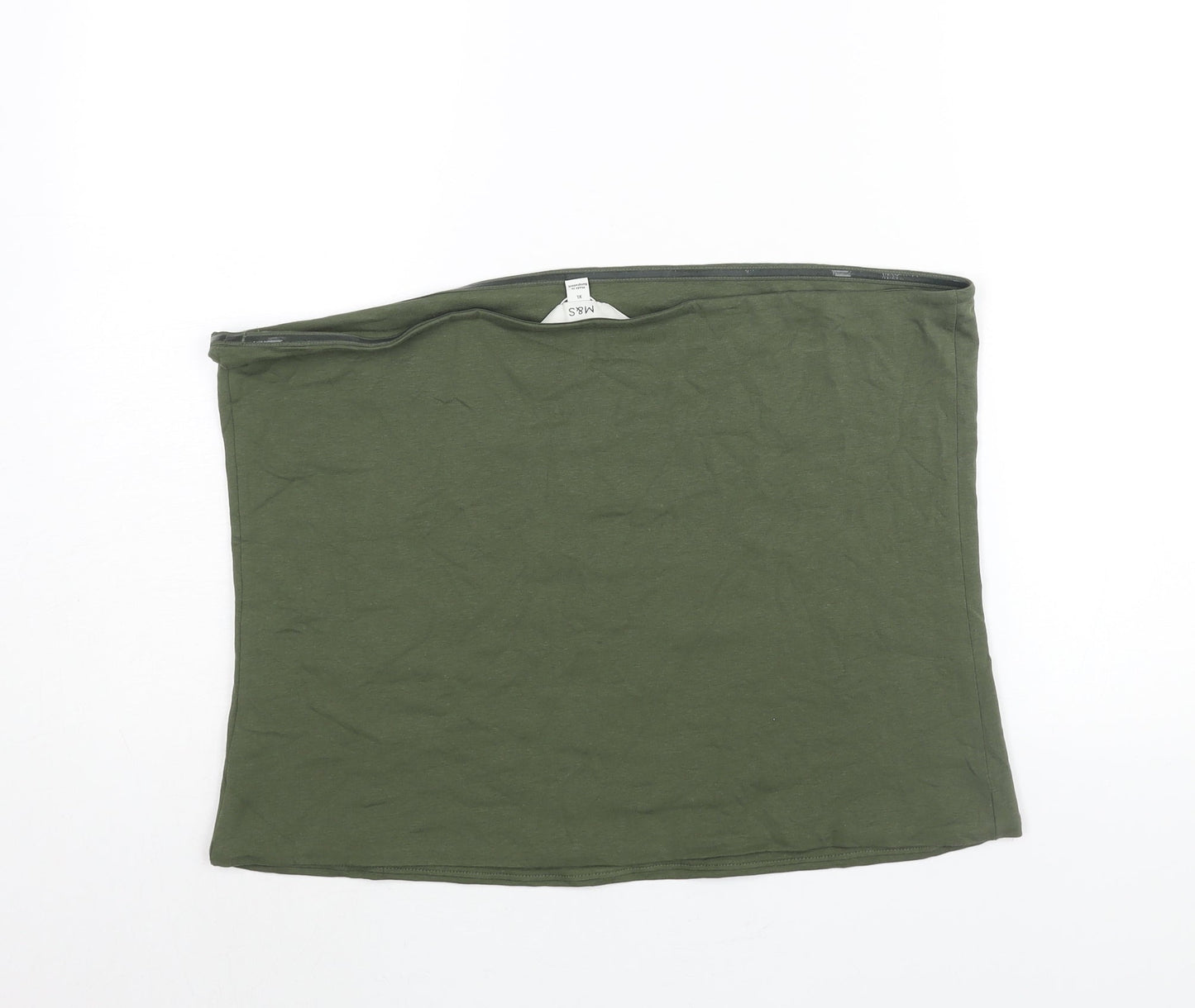 Marks and Spencer Womens Green Cotton Basic Blouse Size XL Square Neck - Bandeau