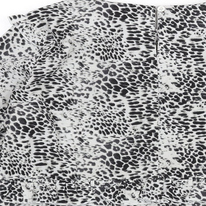 Brave Soul Womens Grey Animal Print Polyester Basic Blouse Size M Round Neck - Leopard Print