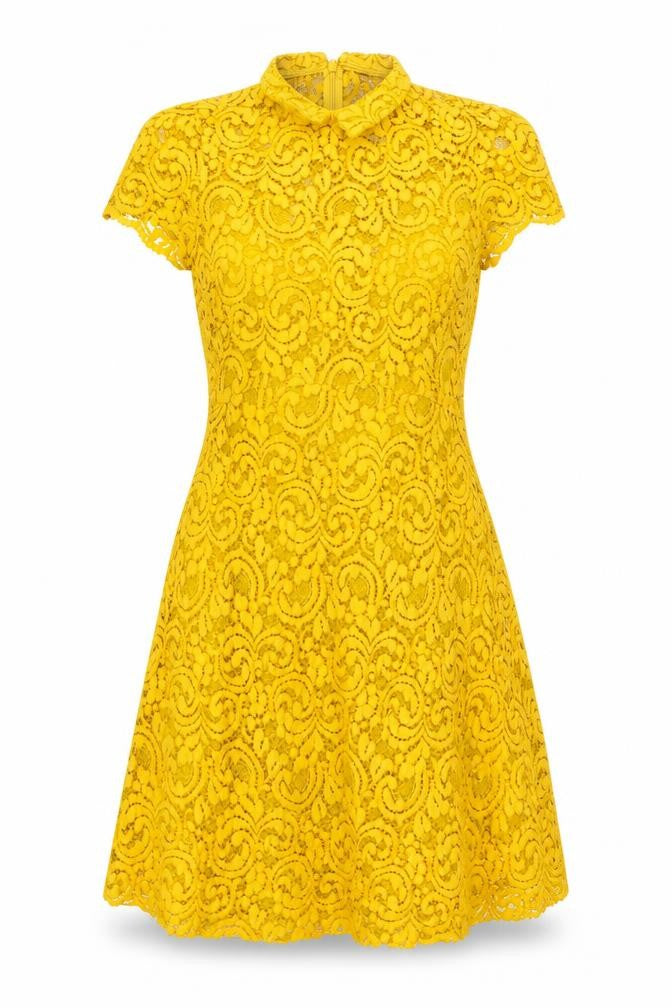 Zara Womens Yellow Cotton A-Line Size S Collared Zip
