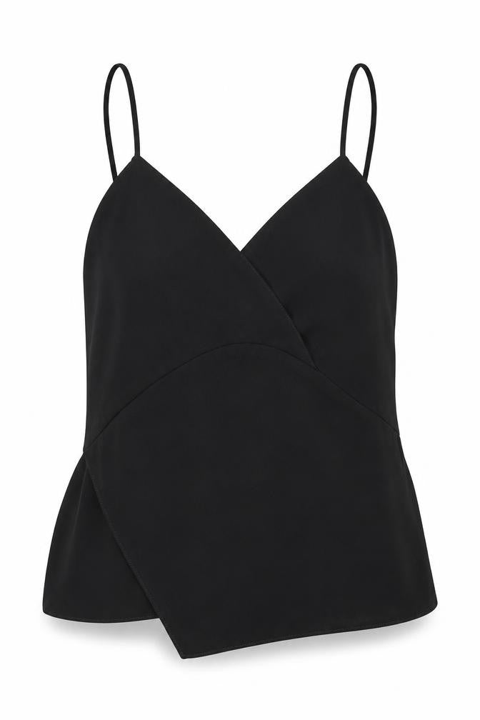 Zara Womens Black Polyester Camisole Blouse Size M V-Neck - Asymmetric
