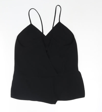 Zara Womens Black Polyester Camisole Blouse Size M V-Neck - Asymmetric