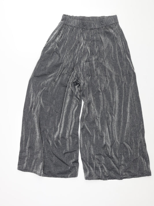 Light Be Womens Silver Viscose Cropped Trousers Size XS L22 in Regular - Elasticated Waist