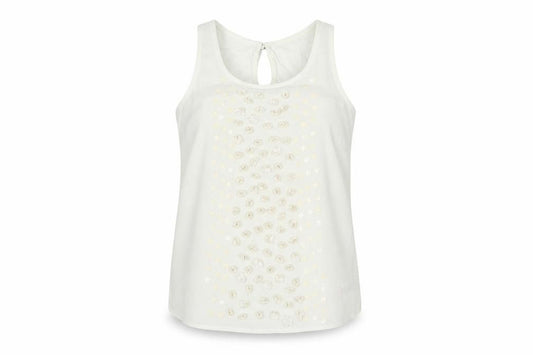 NEXT Womens Ivory Polyester Camisole Blouse Size 6 Scoop Neck - Applique Flowers Sequin