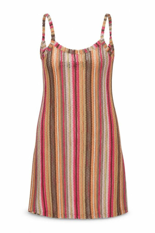 I SAW IT FIRST Womens Multicoloured Striped Polyester Mini Size 8 Scoop Neck Pullover - Semi Sheer