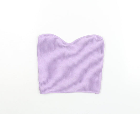 H&M Womens Purple Square Neck Viscose Pullover Jumper Size S - Bandeau