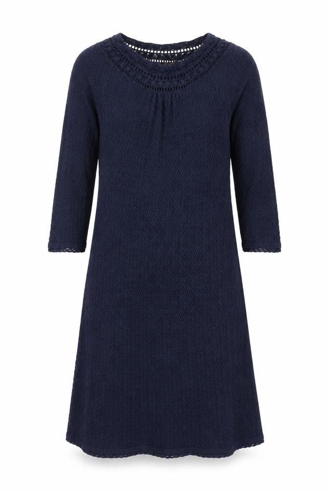 Phase Eight Womens Blue Cotton Jumper Dress Size 10 Round Neck Pullover